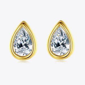 Zircon Teardrop 925 Sterling Silver Stud Earrings